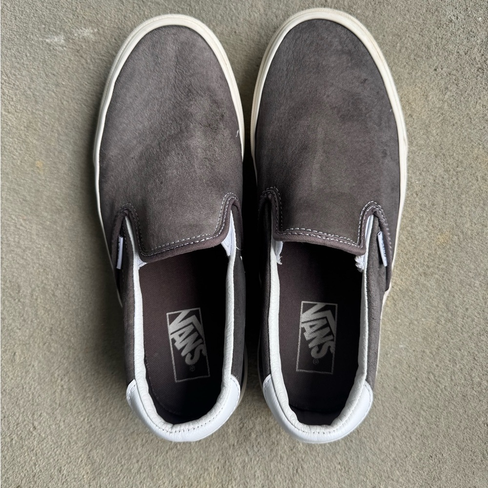 Vans Women's Gray Slip-On Suede Leather Sneakers Size 10